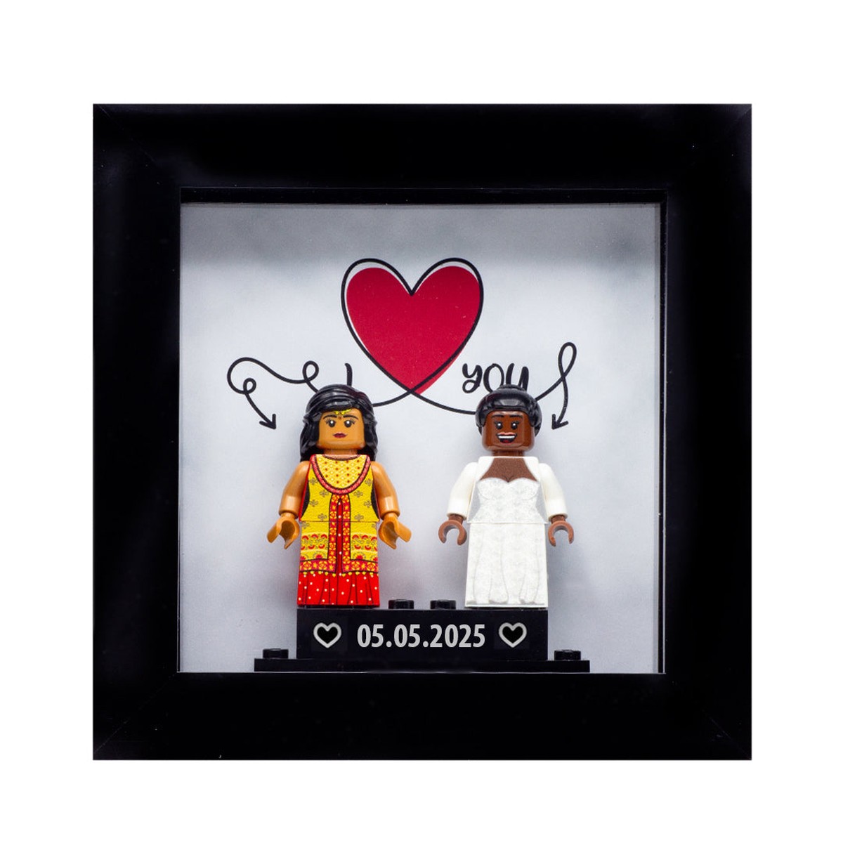 'I Heart You' Couples Frame - Custom Minifigure Display