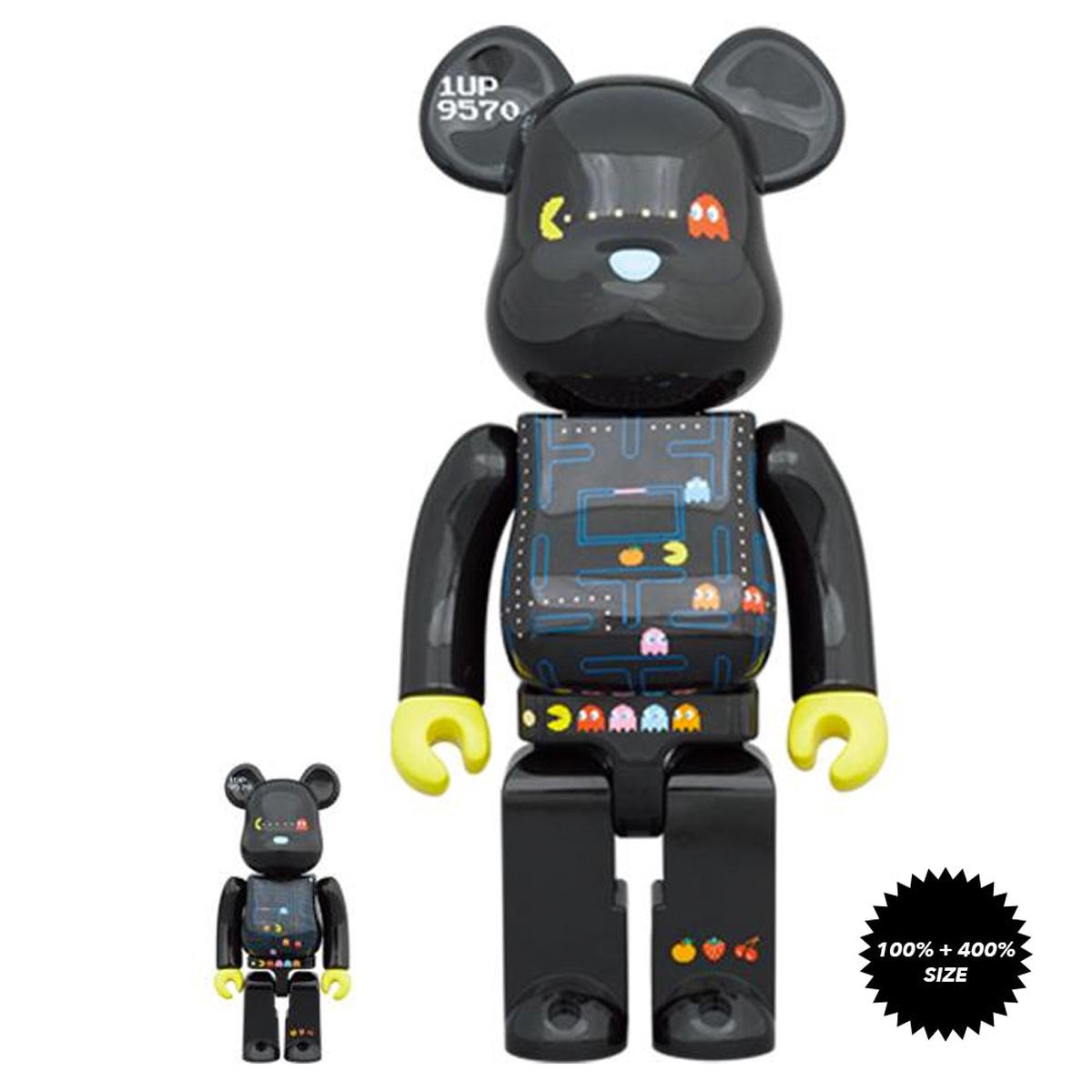 Pac-Man 100% + 400% Bearbrick Set by Medicom Toy