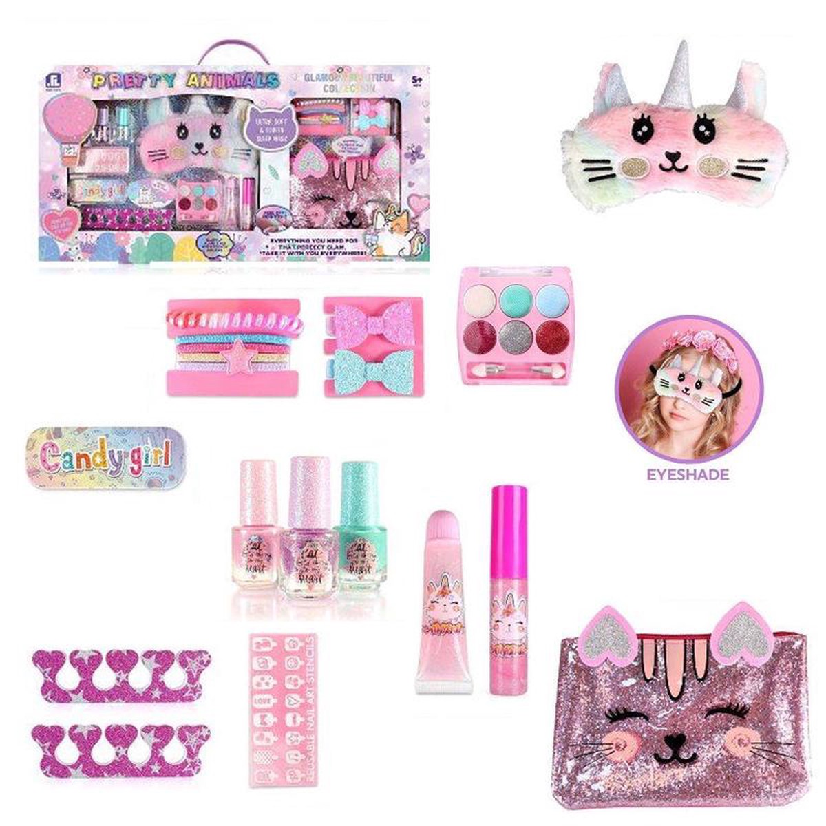 (Net) DIY Beauty Set Pretend Play Cosmetic Makeup Kit for Little Girls